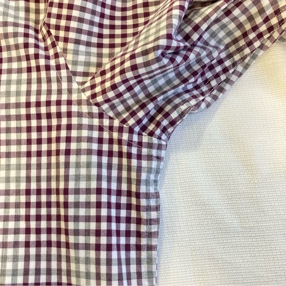 Banana Republic Soft wash Standard fit Checkered Shirt Burgundy, Grey and White - Picture 6 of 9